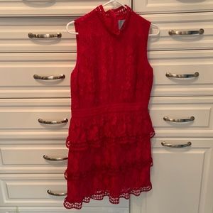 NWOT CeCe red tiered sleeveless lace dress- Size 8